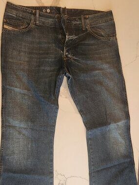 Diesel Industry Men's Vintage Bootcut Blue Denim Jeans Button Fly Size 34